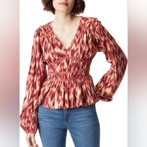 Sam Edelman Evie Ikat Print Peplum Blouse